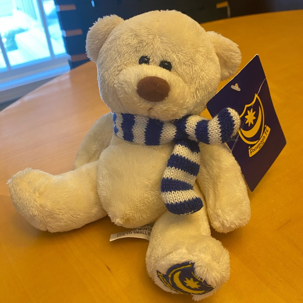 Portsmouth Football Club (England) Plush Bear with Blue & White Sharf